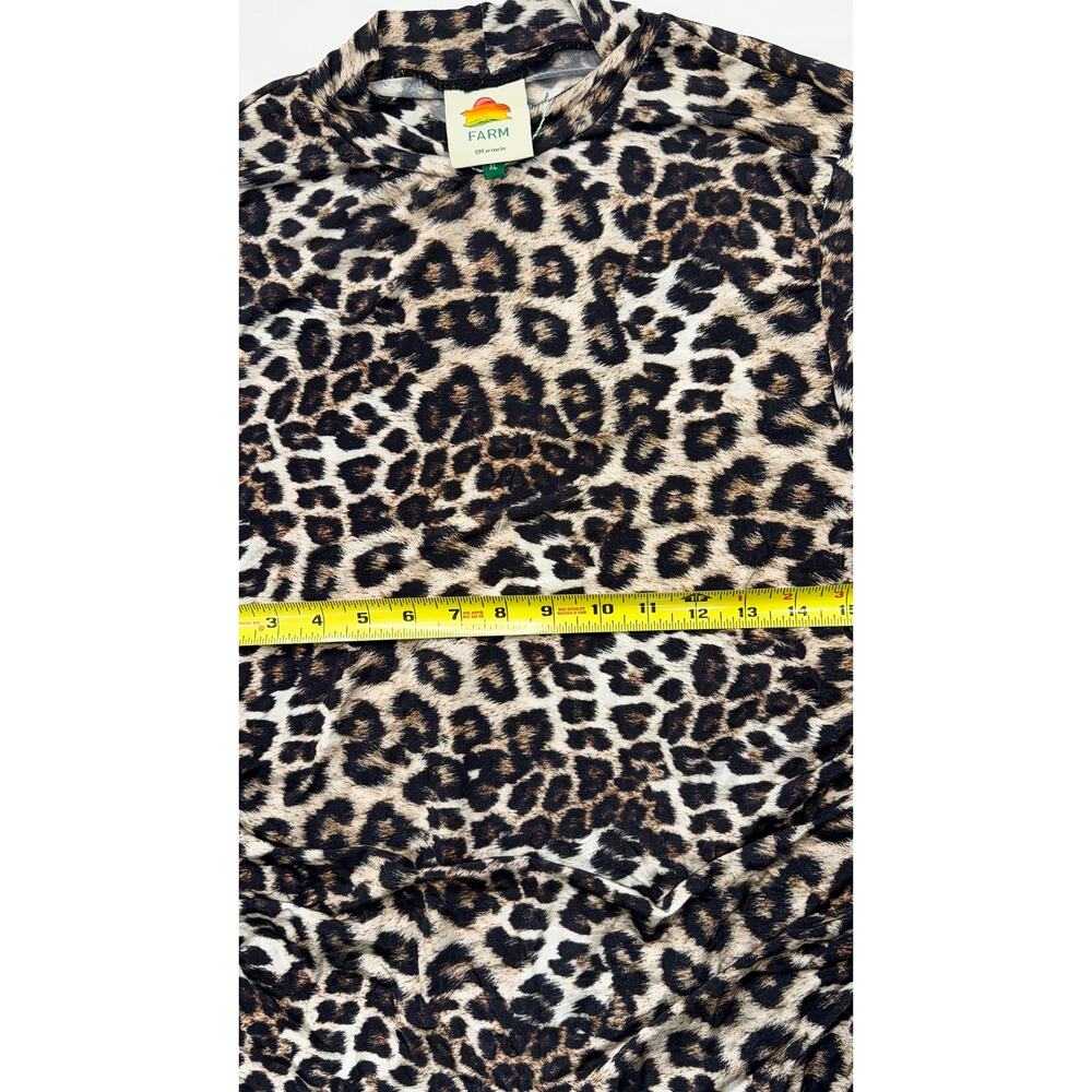 Farm Rio Mock Neck Ruched Leopard Print Stretch Jersey Top Women’s XL NWT - Picture 11 of 13